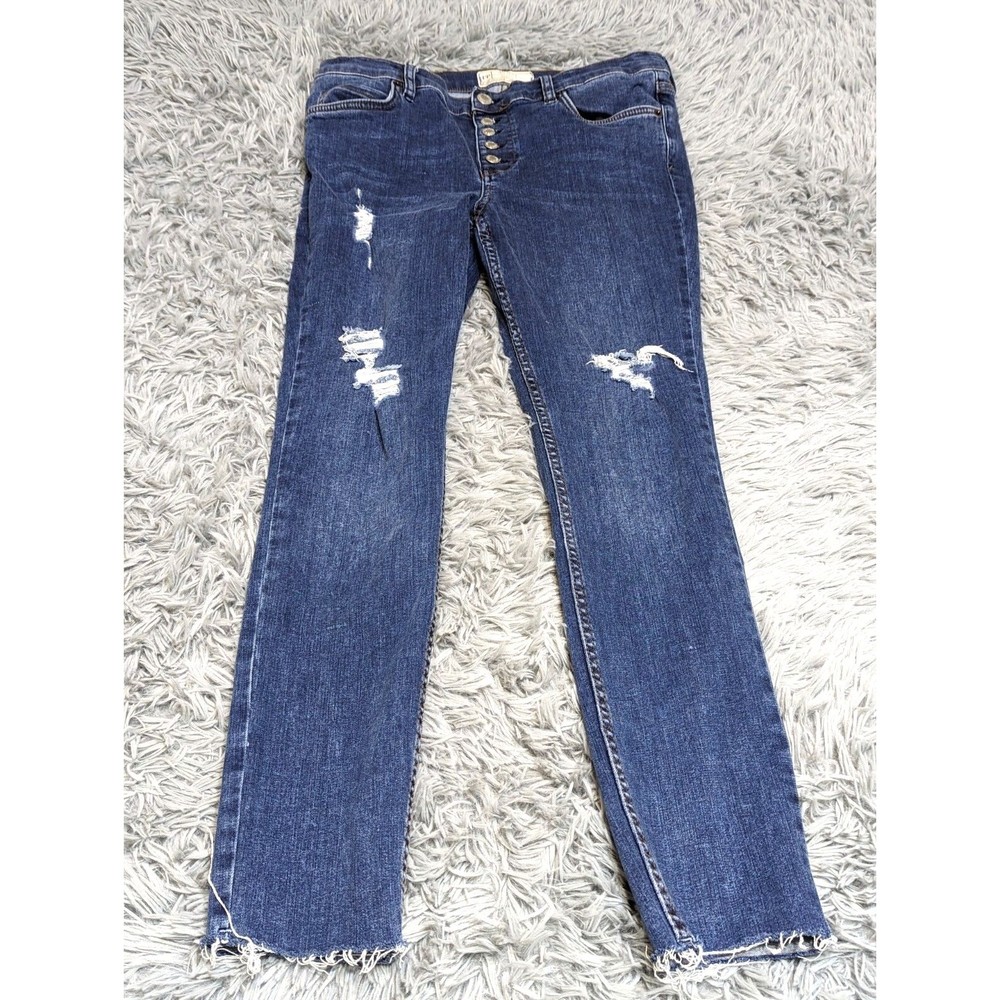 Free People Skinny Ankle Jeans Womens Sz 29x27 Distressed Ripped  61855-16515125